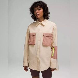 New Lululemon Grid Fleece Hiking Overshirt Pockets Pink Clay Womens jacket Sz 2